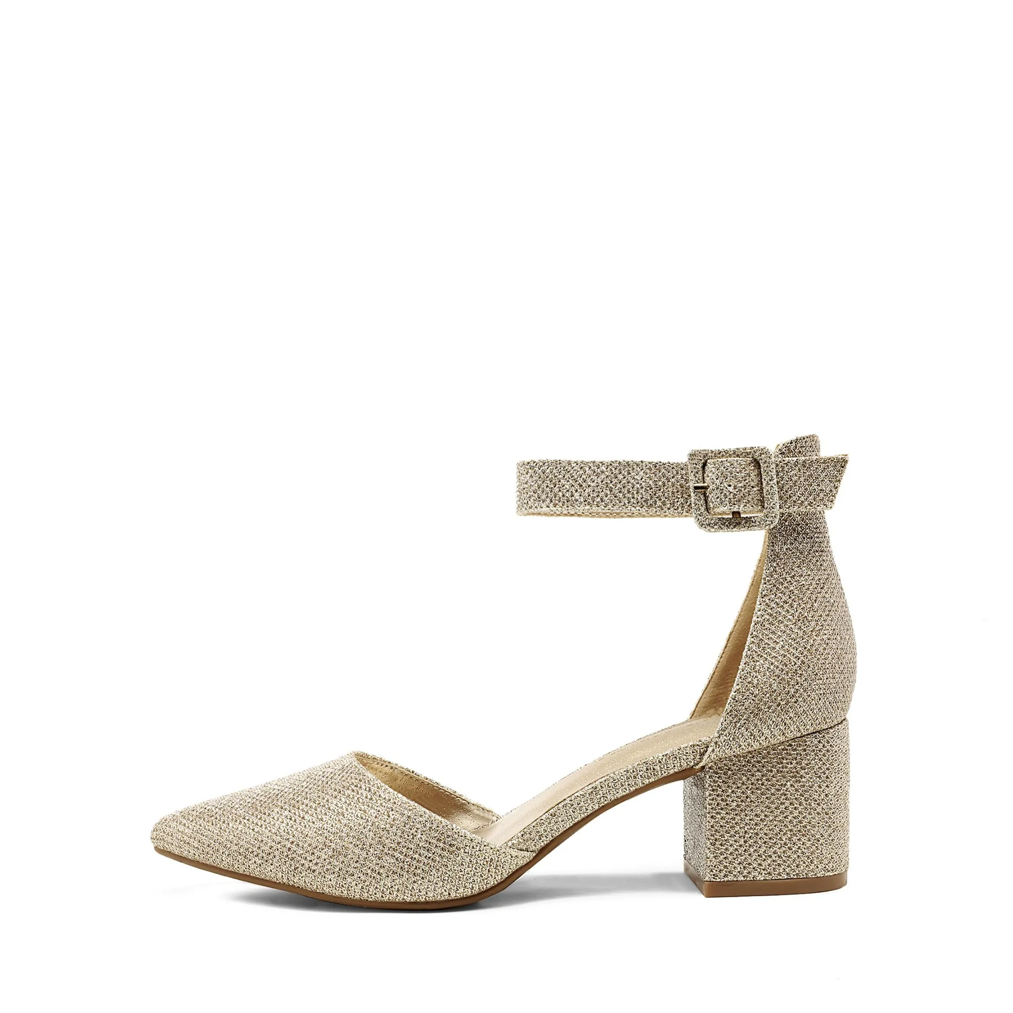 DREAM PAIRS ANNEE Heels Pumps Rhinestone Closed Toe Block Chunky Shoes
