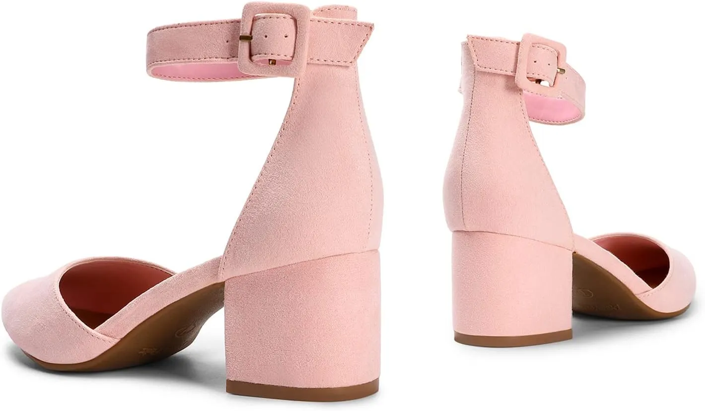 DREAM PAIRS ANNEE Heels Pumps Rhinestone Closed Toe Block Chunky Shoes