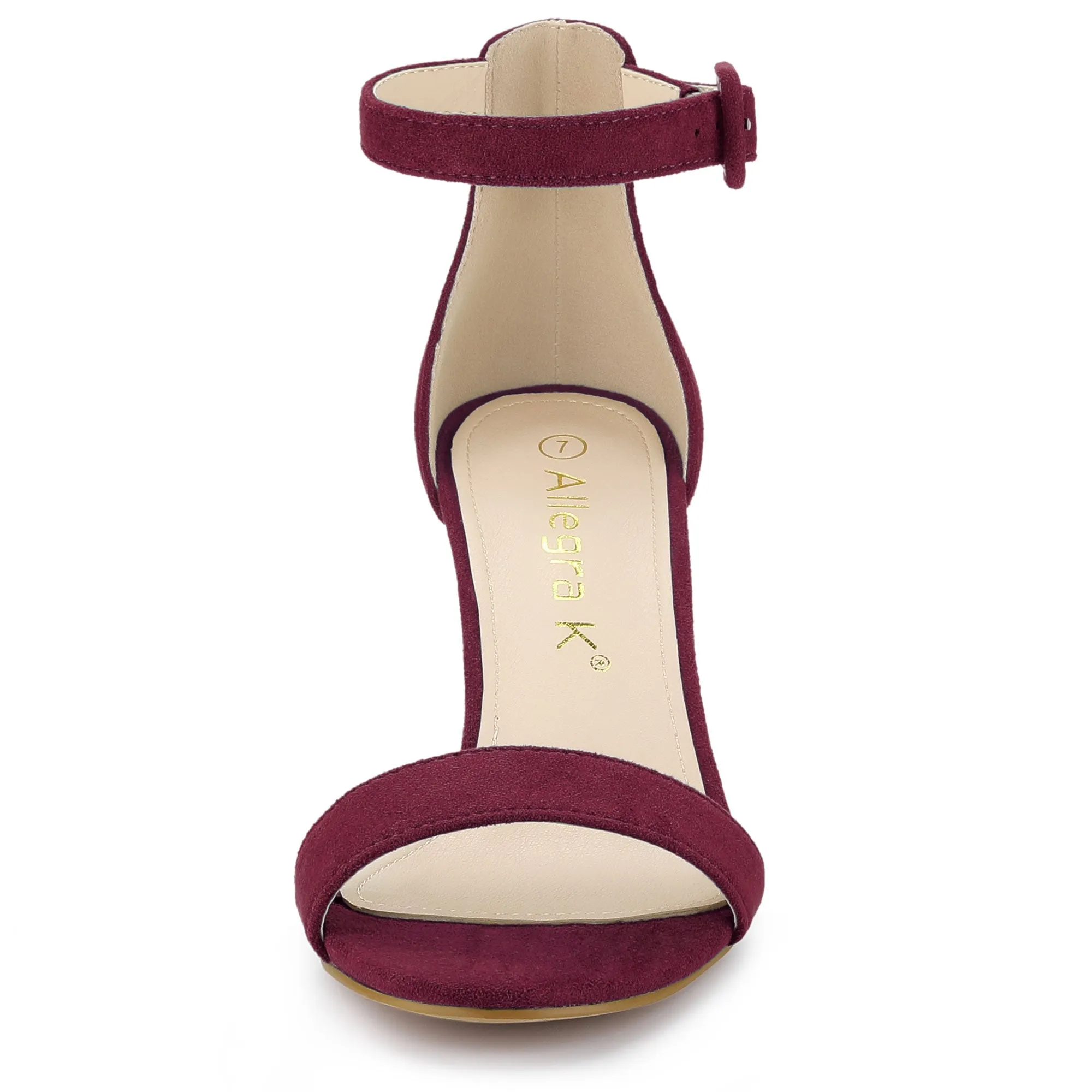 Faux Suede Open Toe Ankle Strap Clear Chunky Heel Sandals