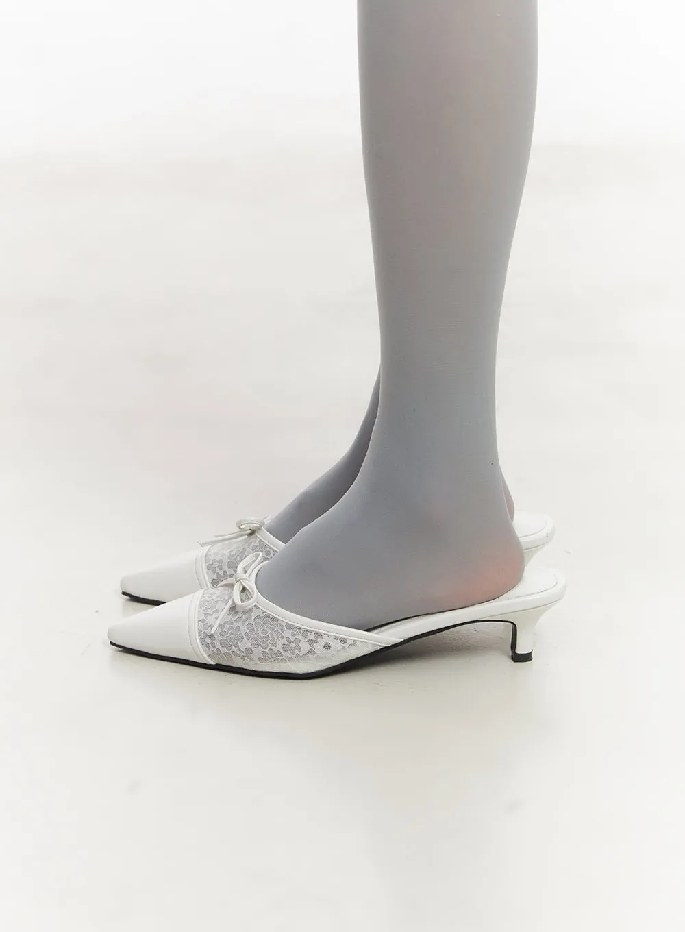 Floral Lace Ribbon Mules CA522