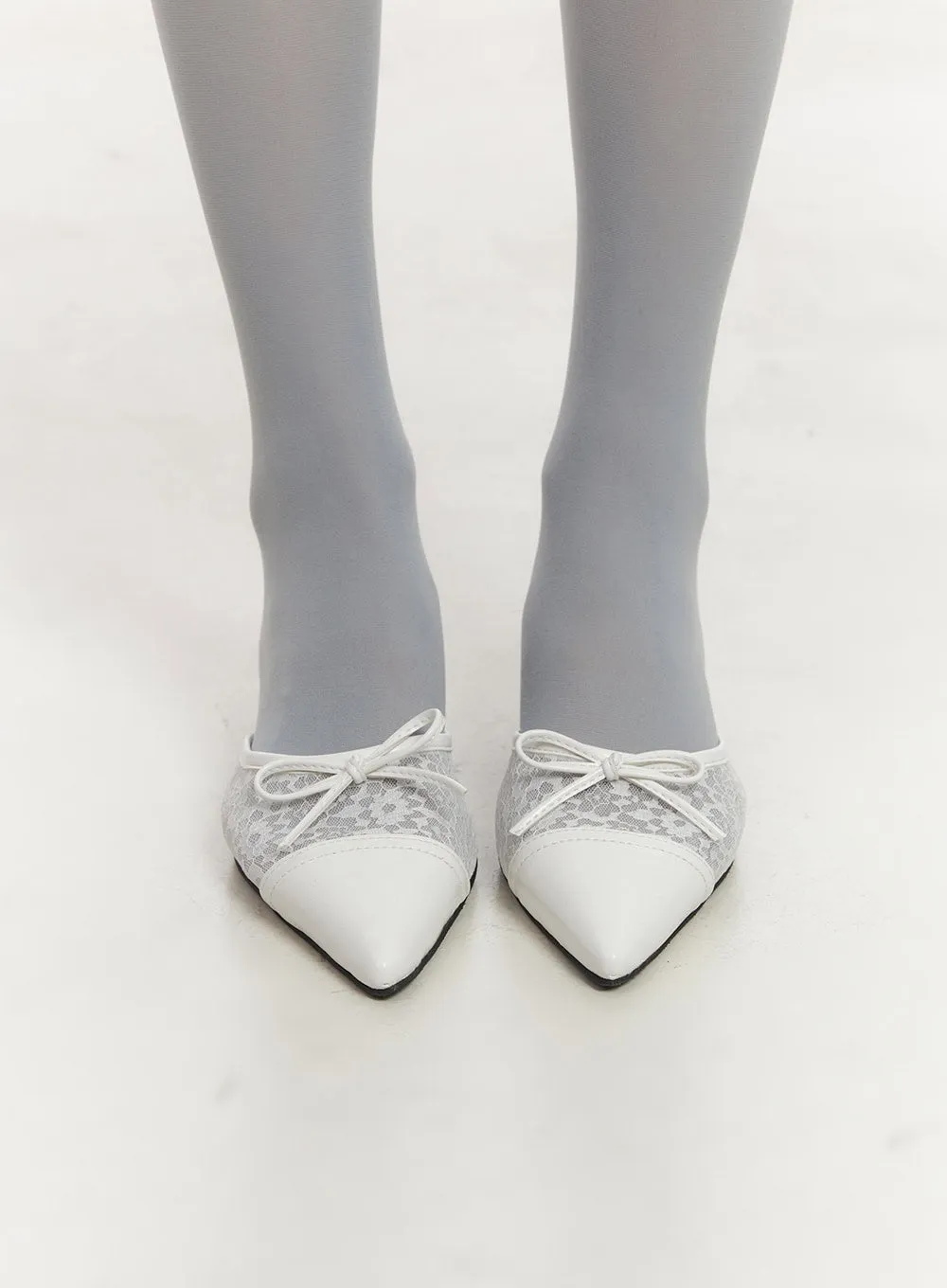Floral Lace Ribbon Mules CA522