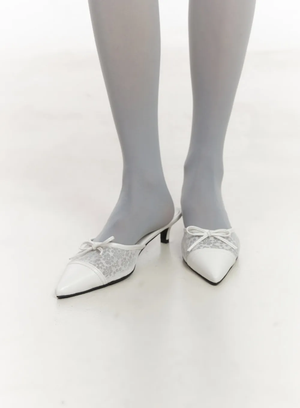 Floral Lace Ribbon Mules CA522