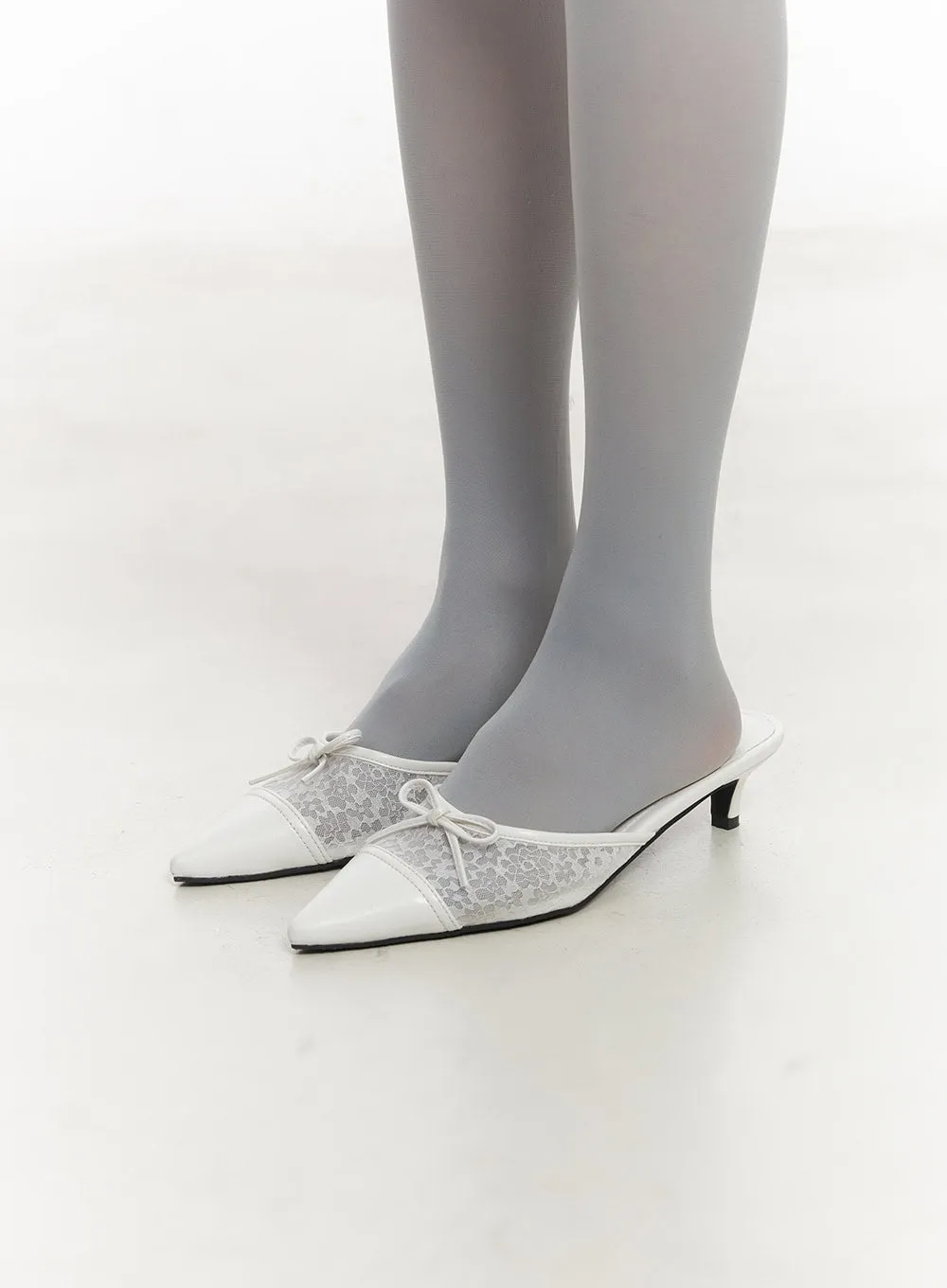Floral Lace Ribbon Mules CA522