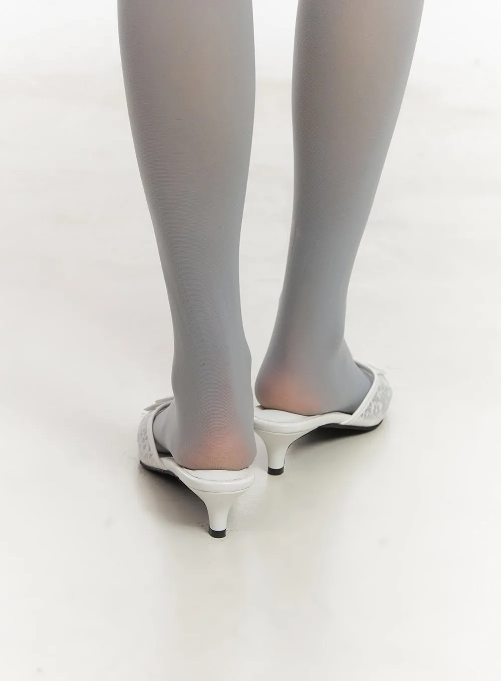 Floral Lace Ribbon Mules CA522
