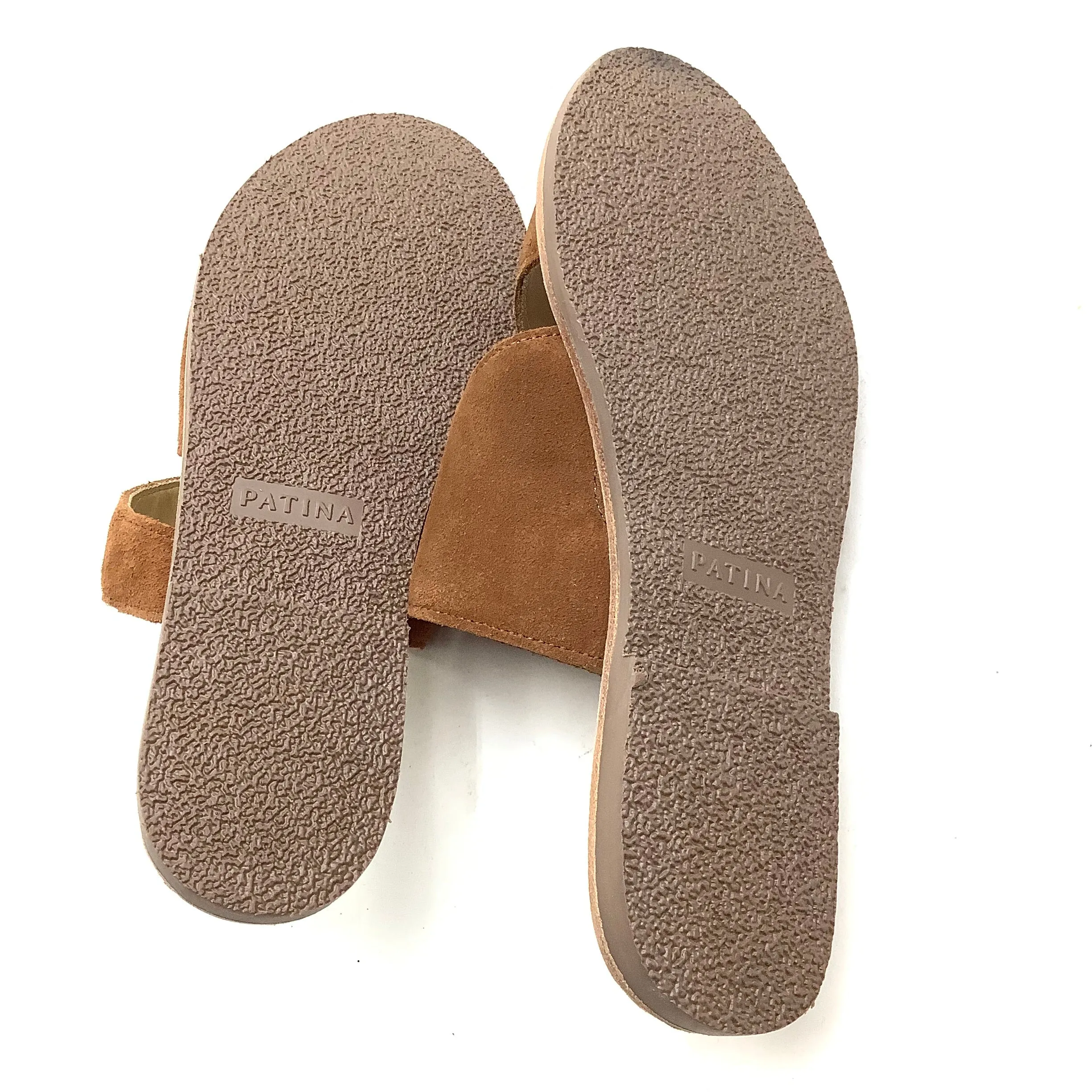 Patina Women's Suede Side Swirled Sandals Toffee Size: 8