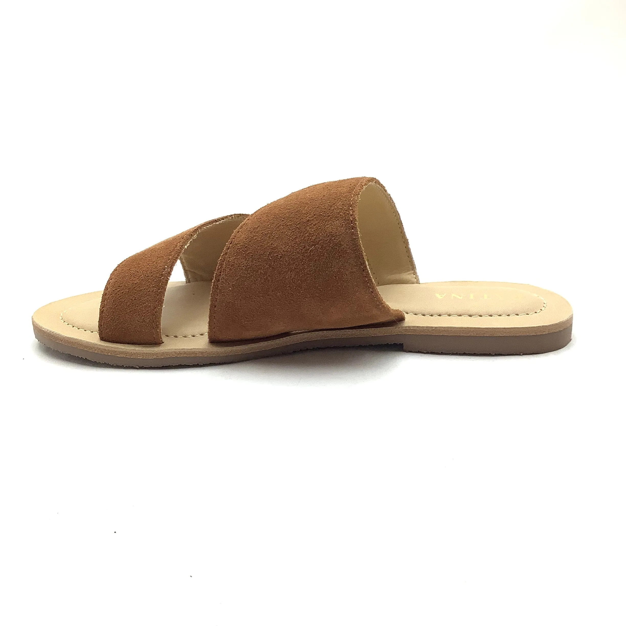 Patina Women's Suede Side Swirled Sandals Toffee Size: 8