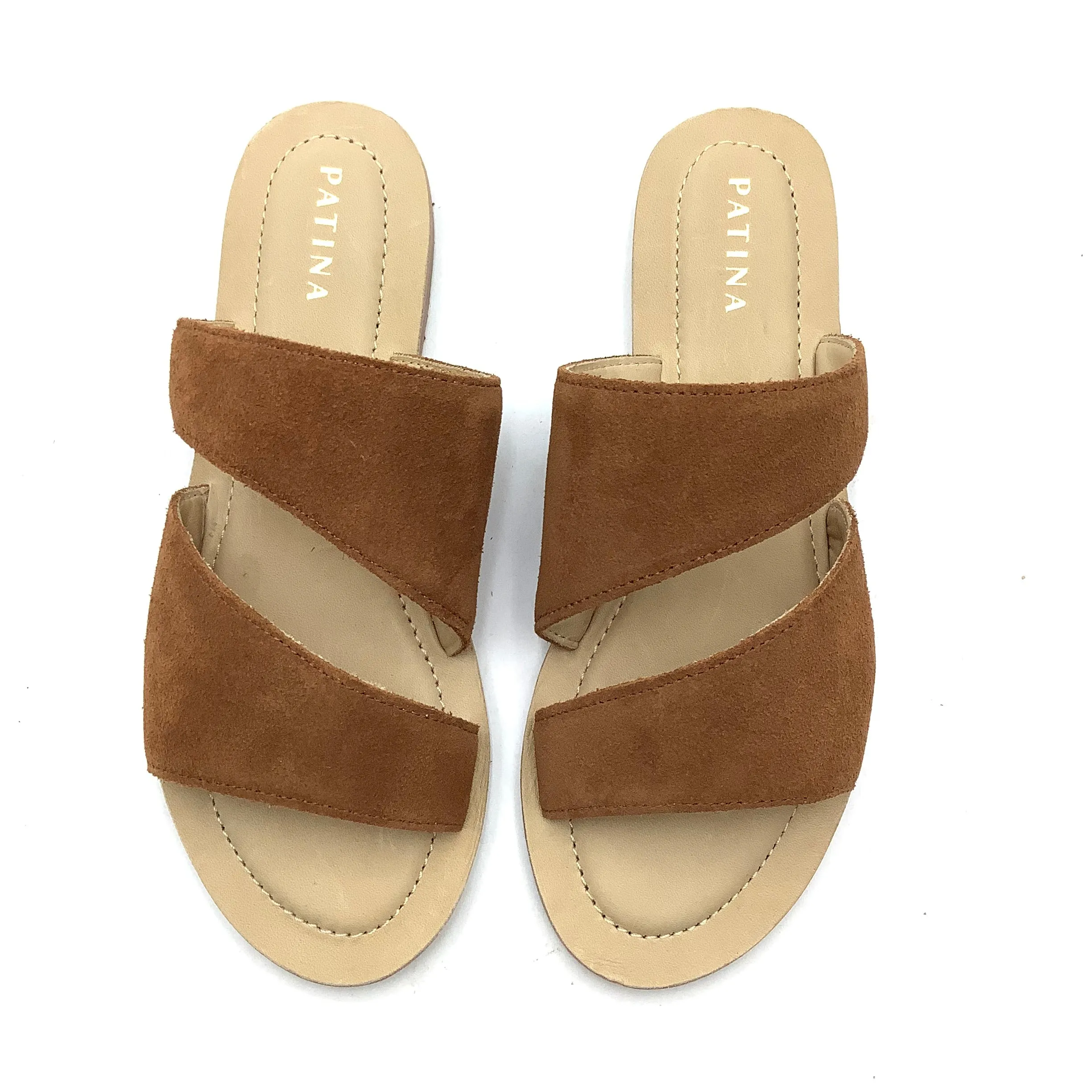Patina Women's Suede Side Swirled Sandals Toffee Size: 8