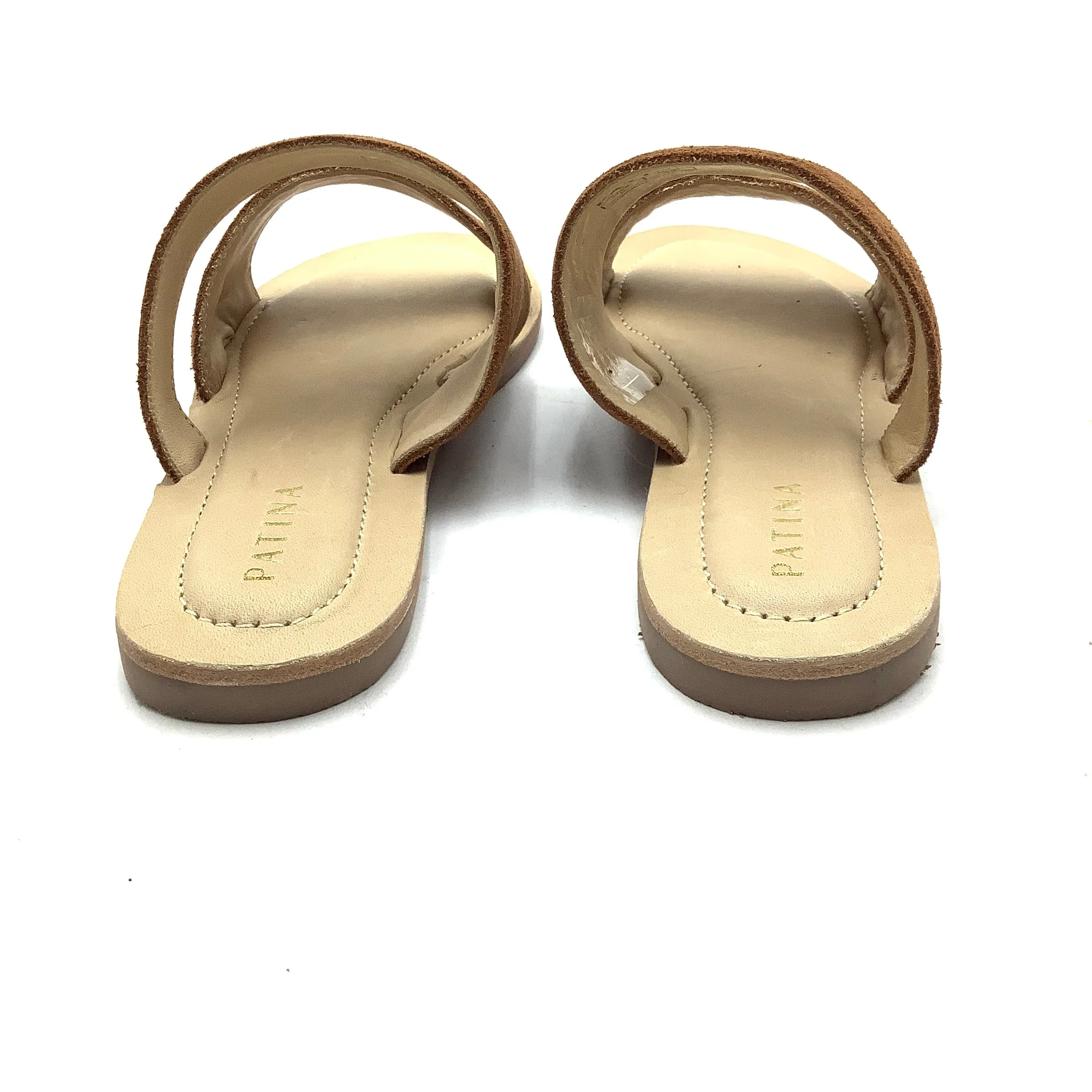 Patina Women's Suede Side Swirled Sandals Toffee Size: 8