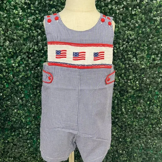 Smocked Patriotic Shortall