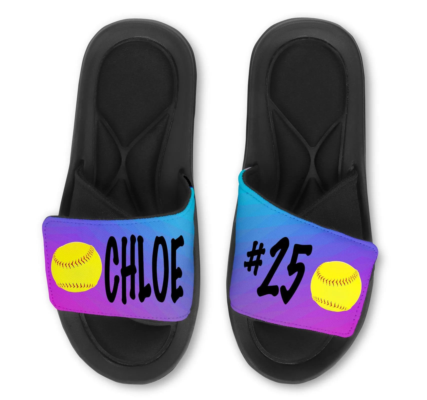 Softball Abstract Custom Slides / Sandals - Choose your Background!