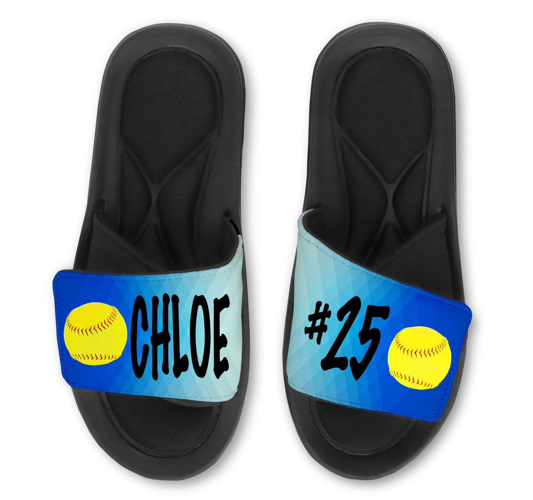 Softball Abstract Custom Slides / Sandals - Choose your Background!