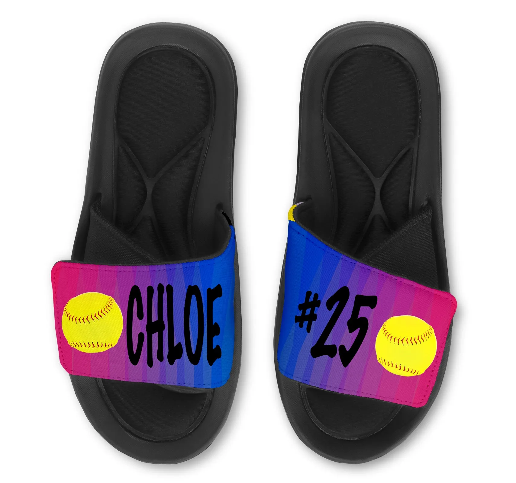 Softball Abstract Custom Slides / Sandals - Choose your Background!
