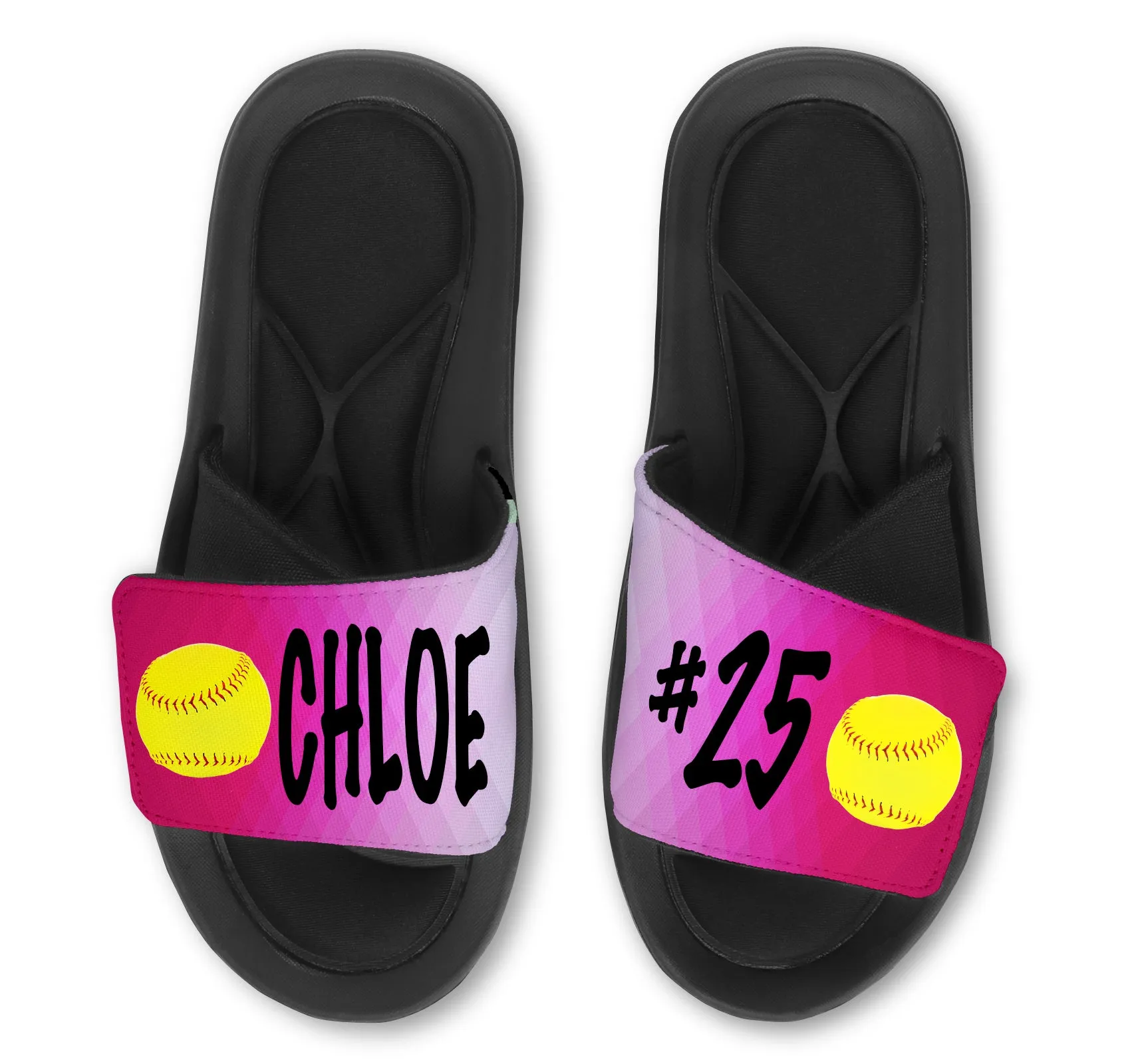 Softball Abstract Custom Slides / Sandals - Choose your Background!