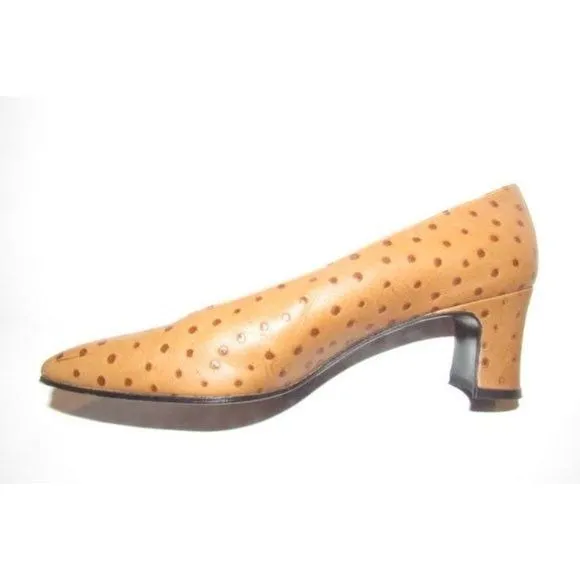 Stuart Weitzman MOD Camel Ostrich Kitten Heels