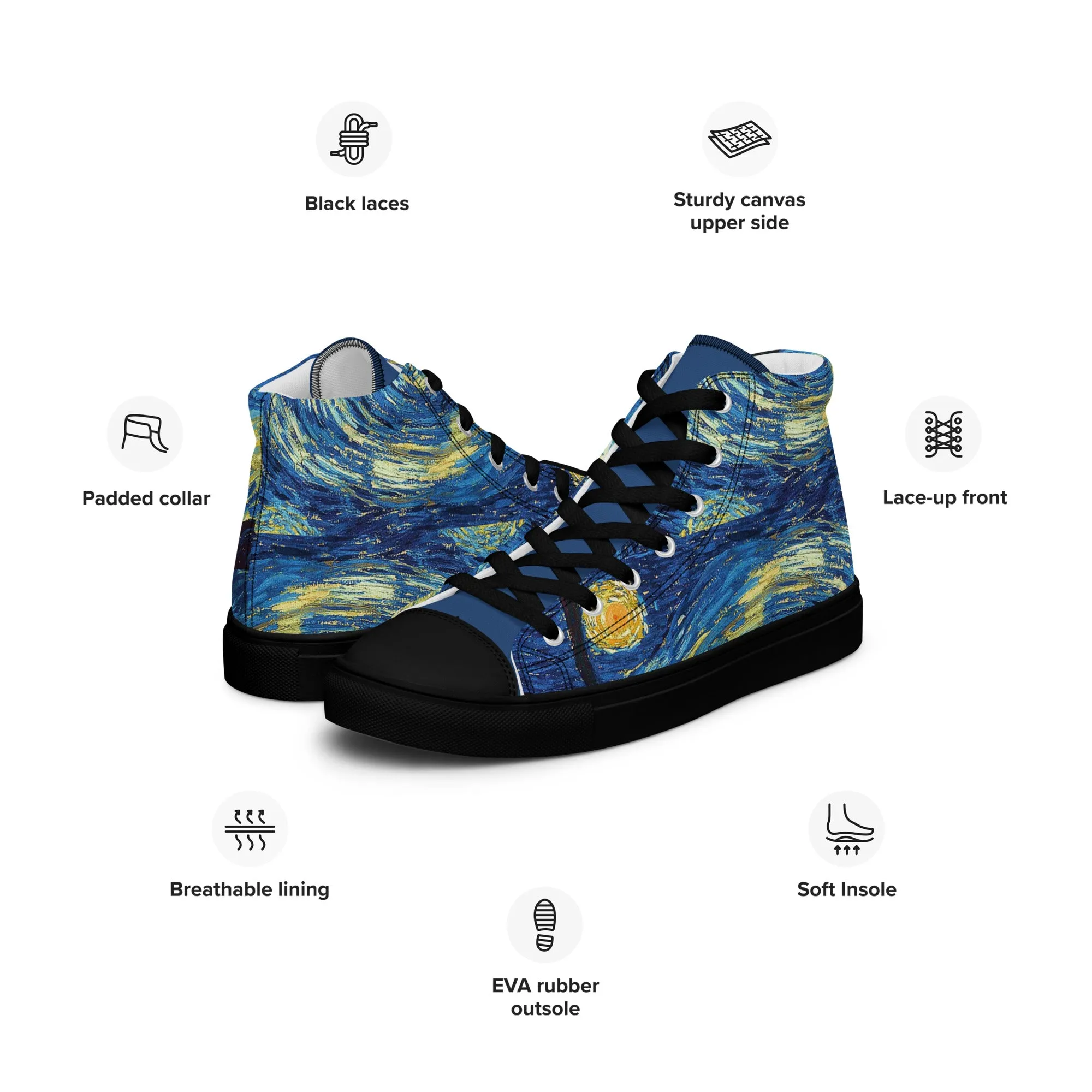 Women’s high top Van Gogh Inspired Starry Night canvas shoes