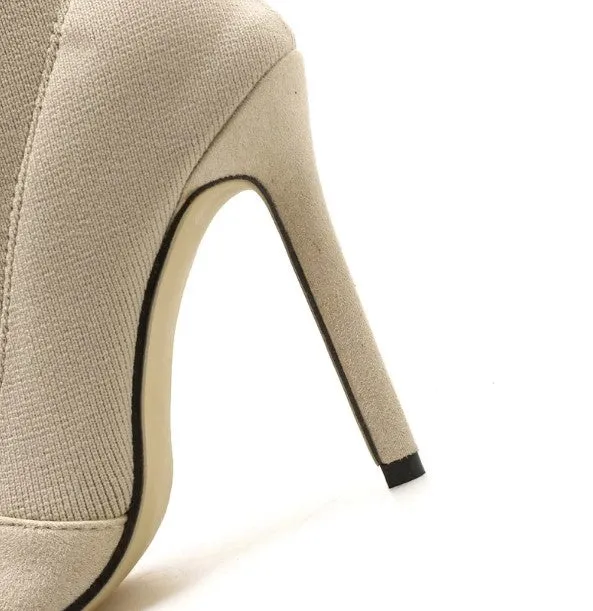 Women's Winter Woolen Yarn High-Heeled Ankle Boots