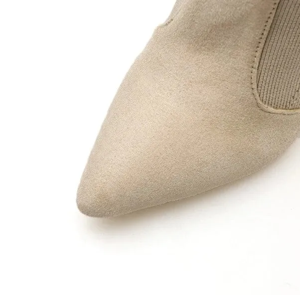 Women's Winter Woolen Yarn High-Heeled Ankle Boots