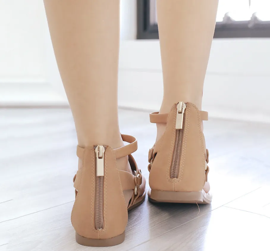 Zipper-Back Sandals